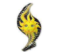 Wooden Sun & Moon Garden Wind Spinner, H20cm - Home & Garden Hanging Ornaments - Customisable Spiral Shape - Handmade Decoration for Outside Areas, Patio & Conservatory