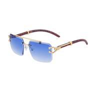 Wooden Sunglasses For Men Square Rimless Sunglasses Women Wood Grain Vintage Fashion Glasses Luxury Retro
