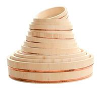 Wooden Sushi Rice Bowl Container with Copper Bands - Japanese Hangiri Mixing Bowl for Home Kitchen