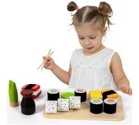 Wooden Sushi Set for - Realistic Natural Wood Japanese Toy - Learning Toy for Fun Cooking Including Chopsticks, Chopping Board & Accessories - 3