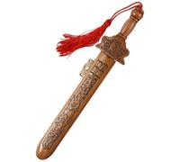 Wooden Sword 7.1 Inch Hand-Carved Chinese Peach Wood Kids Sword with Tassel Decorative Toy for Office and Home Decoration Toy Swords