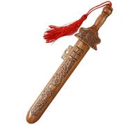 Wooden Sword 7.1 Inch Hand-Carved Chinese Peach Wood Kids Sword with Tassel Decorative Toy Sword for Office and Home Decoration