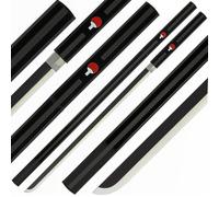 Wooden Sword Prop Cosplay Collection Anime Safe Toy Non-Combat Use Lightweight Blunt with Sheath Durable Bamboo 100cm Display Decoration & Roleplay (Black)