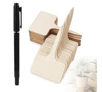 Wooden T-Type Plant Labels with Marker Pen - 50pcs Plant Labels for Outdoor Und Garden Plants for Seedlings, Herbs, Flowers, and Vegetables - 6x10 cm