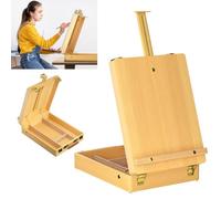 Wooden Table Box Easel - All-in-One Portable Sketching Easel with Adjustable Angle, Storage Drawer & Compact Foldable Design, Ideal for Artists, Beginners, Students Drawing and Painting