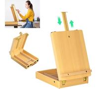 Wooden Table Box Easel with Drawer, Table Easel Desk Top Easel, Adjustable Beechwood Storage Sketch Box Easels, Portable Folding Artist Easel Wood Tabletop Easel for Artists, Painting and Drawing