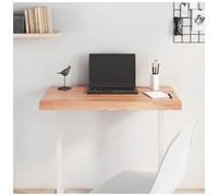 Wooden table top solid oak 80x40x6 cm light brown untreated live edge handcraft
