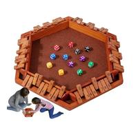 Wooden Tabletop Dice Toy - Classic Shut The Box Set, Double Sided Math Activity, Green Felt surfacee + Quiet Roll Design, Durable Synthetic Resin & Wood - For Parties & School Travel