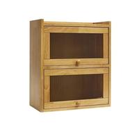 Wooden Tabletop Organizer 2-Tier Display Cabinet Water Cup Tea Set Storage Rack Vintage Bread Box Storage Container Storage Shelf Bookshelves(60 cm)