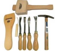 Wooden Tack Lifter, Staple Lifter, Bent & Straight Ripping Chisel, 7oz Draper Hammer, Web Stretcher + Mallet Upholstery Kit