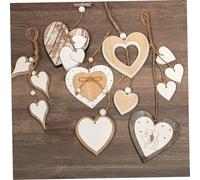 Wooden Tags 6Pcs Wooden Hearts Hanging Ornaments Multi-style Rustic Heart Wall Decor for DIY Wedding Valentine Home