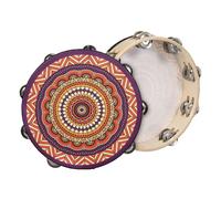 Wooden Tambourine Drum - 8-Inch Handheld | Vintage Woodens Tambourines for Mind & Body Relaxation | Beginner-Friendly Musical Instrument for School, Gatherings, and Group Activities