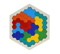 Wooden Tangram Puzzles for Kids, Colorful Classic Jigsaw Puzzles for Kids, Hexagon/Honeycomb/Heart Shaped Tangram Set, Brain Teaser Educational Toy Gift for Boys Girls