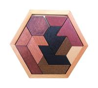 Wooden Tangram Puzzles for Kids, Colorful Classic Jigsaw Puzzles for Kids, Hexagon/Honeycomb/Heart Shaped Tangram Set, Brain Teaser Educational Toy Gift for Boys Girls