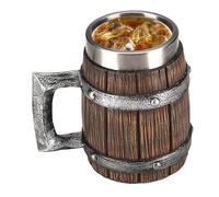 Wooden Tankard Mug - 600ml Whiskey Barrel Cup, Antique-Style Barrel Mug for Men, Perfect for Party Decoration, Gothic Decor, and Unique Wooden Ideas, Ideal for Celebrations and Collectors
