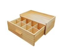 Wooden Tea Bag Organizer with Multiple Compartments, Tea Station Chest Storage Box with Drawer for Living Room Kitchen Office 12.8x8.07x4.92inch