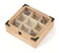 Wooden Tea Bag Storage Box, Tea Bag Storage Box, 9 Compartment Tea Bag Storage Box with Transparent lid, Suitable for Tabletop Tea Sets