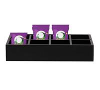 Wooden Tea Box, 8-Compartment Tea Bag Storage Organiser, Teas Caddy for Teas Bags, Teass Bag Holder for Organizing Spice Pouches and Sugar Packets for Kitchen Countertop(Black)