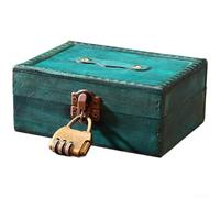 Wooden Tea Box Chinese Style Vintage Storage Box with Lock for Jewelry | Display Case Home Organization Handcrafted Solid Wood Keepsake Chest for Living Room Bedroom Study Small Size 13.2x9.7x5cm
