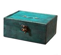 Wooden Tea Box Chinese Style Vintage Storage Box with Lock for Jewelry | Display Case Home Organization Handcrafted Solid Wood Keepsake Chest for Living Room Bedroom Study Small Size 13.2x9.7x5cm
