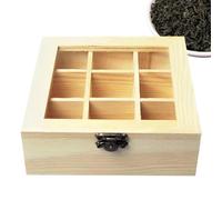 Wooden Tea Box Tea Bag Organiser Box Tea Chest Tea Storage Box Multifunctional Wood Chest Container 9 Section Wooden Chic Tea Box for Tea Bags Tea Coffee Spices