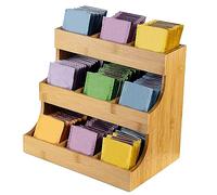 Wooden Tea Box Tea Bag Organiser Holds 180 Tea Bags Organizer Vertical 3 Layer Wooden Tea Caddy Box Elegant Tea Bag Holder for Cafe Sugar Packet Creamers