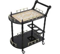 Wooden Tea Cart Serving Trolley Rolling Storage Cart for Dining Room Hotel Dessert Tool Cart Restaurant Service Cart - Stylish & Functional Home & Hospitality Furniture