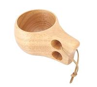 Wooden Tea Cup with Handle, Premium Rubber Wood, Multipurpose Mug for Coffee, Tea, and Wine, Perfect for Home or Office 200ML (Double Hole Cup)