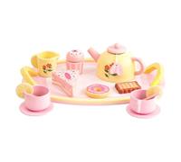 Wooden Tea Set - 16 Piece, Tea Party Set For | Dessert Accessories Role Play Kitchen Toy For 6-8 Years Old Girls, Children's Day Thanksgiving Festivals Holidays New Year