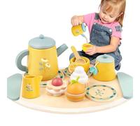Wooden Tea Set for Toddlers, Wooden Kitchen Toys with Cakes & Biscuits, Cupcake| Pretend Play Kitchen Accessories for 3 4 5 Year Old Kids | Educational Birthday for Girls & Boy