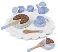 Wooden Tea Set Toy, Children's Games, Kitchen Accessories, Food Toy, Kids Tea Party Set, Cake, Chocolate Tea Cup, Wooden Accessory Set, Blue