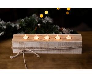 Wooden Tealight Candle Holder - 5 Tealights