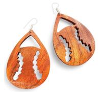 Wooden Teardrop Dangle Earrings with Cutout Design