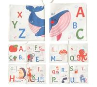 WOODEN TEETHER Baby Cloth Books, Sensory Books Toy 6-12 Months for Newborns - Touch and Feel Soft Books for Infants Baby Gifts