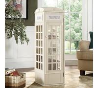 Wooden Telephone Booth Bookshelf, 5-Tier Floor Standing Storage Display with Acrylic Door, Vintage Design for Living Rooms, Bookstores, and Cafes