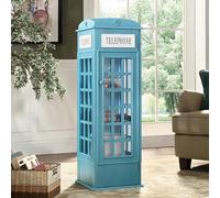 Wooden Telephone Standing Bookshelf Vintage,5-Tier Floor Standing Telephone Booth Bookshelf with Acrylic Door,Living Room Storage Display Bookshelf,for bookstores, living rooms, and cafes
