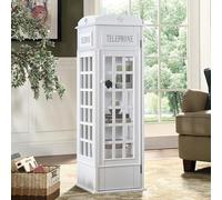 Wooden Telephone Standing Bookshelf Vintage,5-Tier Floor Standing Telephone Booth Bookshelf with Acrylic Door,Living Room Storage Display Bookshelf,for bookstores, living rooms, and cafes