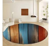 Wooden Texture Wooden Planks Round Area Rug, Multicolor Print Non Shedding Carpet - Machine Washable Area Rugs Diameter 100 cm with Non Slip Backing for Living Room Bedroom Decor