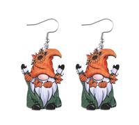 Wooden Thanksgiving Earrings Fall Earrings Turkey Pumpkin Gnome Earrings for Women Maple Sunflower Thanksgiving Autumn Dangle Drop Earrings, Zinc, No Gemstone
