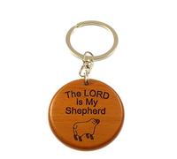 Wooden The Lord is my Shepherd sheep christian keyring 9cm