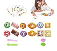 Wooden Thread Beads - Fruit File Set Lacing Blocks Block Shape Classification Set for Training and Logic Thinking Interaction