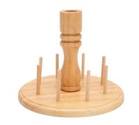Wooden Thread Holder Rack 8 Spools, Beech Wood Bobbin Holder Stand, Premium Sewing Thread Organizer with Mini Tack Pins, Space Saving Embroidery Quilting Tool for Crafters and DIY