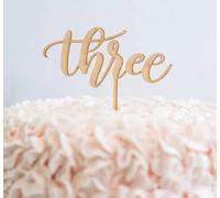 Wooden Three Cake Topper Happy Birthday 3 3th Age Cake Decoration Anniversary