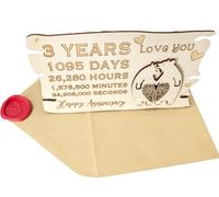 Wooden Three Year Anniversary Card with Polar Bears on the front and Card to Write in on the Back (3 Years)