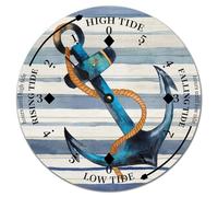 Wooden Tide Clock Nautical Beach Ocean Theme Shells Sea Animal Tidal Clock Beach Decor Beach Scene Ocean Theme Coastal Clock Wisdom Nautical Tide Movement Clock Vintage Decor for Deck Board 10 Inch