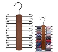 Wooden Tie Rack Belt Hanger Belt Storage Organiser for Men Tie Hanger for Wardrobe 360° Rotating Closet Space Saving Organiser Display Holder