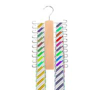 Wooden Tie Rack Retro Tie Storage Hanger Organizer 360 Rotate Tie Organizer