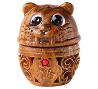 Wooden Tiger Charm Keychain Pendant for Bag Decoration Aroma Beads | Wood Carving, Openable Holder Design, Chic Lovely Style, Suitable for Jewellery Making and Small Items
