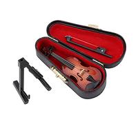 Wooden Tiny Violin Model Miniature Violin Model with Stand Case Exquisite Mini Musical Instrument Decor Bow and Stand for Home Office Decoration 8x3x0.8cm