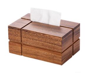 Wooden Tissue Box Featuring Modern Minimalist Cross Design, Crafted from Solid Walnut for Living Room and Home Use with Concealed Cover